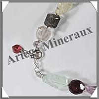 MELANGE de MINERAUX - Bracelet Argent - Nuggets Facets - 17 cm - 10,0 grammes - W016