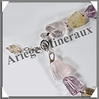 MELANGE de MINERAUX - Bracelet Argent - Nuggets Facets - 17 cm - 11,1 grammes - W018