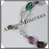 MELANGE de MINERAUX - Bracelet Argent - Perles Free Form Polies - 17 cm - 7,7 grammes - W019