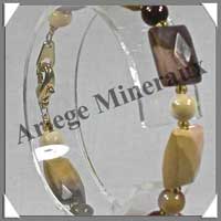 MOKAITE - Bracelet Compos : Rectangles Facets et Perles 6 mm Alterns - 19 cm - C001