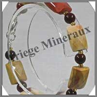 MOKAITE - Bracelet Compos : Rectangles Facets et Perles 6 mm Alterns - 19 cm - C002