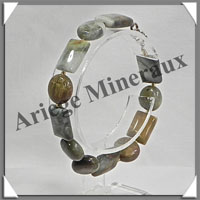 CYMOPHANE ou OEIL DE CHAT - Bracelet Compos - Disques et Rectangles - 19 cm - C009