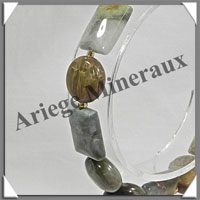 CYMOPHANE ou OEIL DE CHAT - Bracelet Compos - Disques et Rectangles - 19 cm - C009