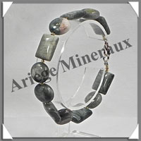 CYMOPHANE ou OEIL DE CHAT - Bracelet Compos - Disques et Rectangles - 19 cm - C010