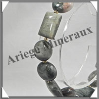 CYMOPHANE ou OEIL DE CHAT - Bracelet Compos - Disques et Rectangles - 19 cm - C010