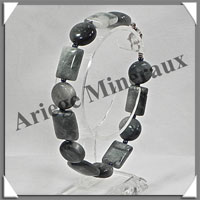 CYMOPHANE ou OEIL DE CHAT - Bracelet Compos - Disques et Rectangles - 21 cm - C017