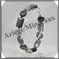 CYMOPHANE ou OEIL DE CHAT - Bracelet Compos - Disques et Rectangles - 21 cm - C018