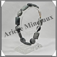 CYMOPHANE ou OEIL DE CHAT - Bracelet Compos - Disques et Rectangles - 22 cm - C019