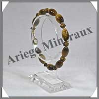 OEIL DE TIGRE - Bracelet Compos Olives 8x12 mm et Cubes 4 mm - 19 cm - C001