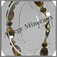 OEIL DE TIGRE - Bracelet Compos Olives 8x12 mm et Cubes 4 mm - 19 cm - C001