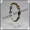 OEIL DE TIGRE - Bracelet Compos Rectangles 10x12 mm et Cubes 4 mm alterns - 19 cm - C001 Afrique du Sud