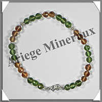 PERIDOT et CITRINE - Bracelet Argent - Perles Facetes - 19 cm - 73 grammes - W001