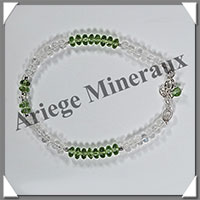 PERIDOT et SPECTROLITE - Bracelet Argent - Disques Facetes - 17 cm - 5,5 grammes - W001