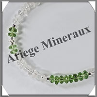 PERIDOT et SPECTROLITE - Bracelet Argent - Disques Facetes - 17 cm - 5,5 grammes - W001
