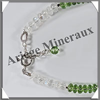 PERIDOT et SPECTROLITE - Bracelet Argent - Disques Facetes - 17 cm - 5,5 grammes - W001