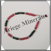 RUBIS + EMERAUDE - Bracelet Argent - Disques - 17 cm - 5,8 grammes - W003