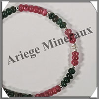 RUBIS + EMERAUDE - Bracelet Argent - Disques - 17 cm - 5,8 grammes - W003