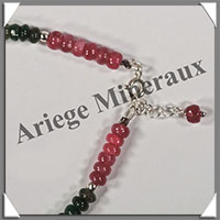 RUBIS + EMERAUDE - Bracelet Argent - Disques - 17 cm - 5,8 grammes - W003