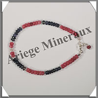 RUBIS + SAPHIR - Bracelet Argent - Disques - 17 cm - 5,8 grammes - W001