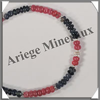 RUBIS + SAPHIR - Bracelet Argent - Disques - 17 cm - 5,8 grammes - W001