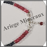 RUBIS + SAPHIR - Bracelet Argent - Disques - 17 cm - 5,8 grammes - W001