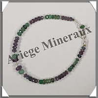 SAPHIR + EMERAUDE - Bracelet Argent - Disques - 17 cm - 5,6 grammes - W001