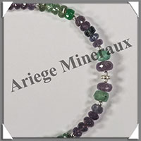 SAPHIR + EMERAUDE - Bracelet Argent - Disques - 17 cm - 5,6 grammes - W001