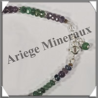 SAPHIR + EMERAUDE - Bracelet Argent - Disques - 17 cm - 5,6 grammes - W001