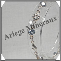 TOPAZE BLEUE Cristallise - Bracelet Argent - 8 Cabochons Facets - 20 cm - P001