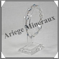 TOPAZE BLEUE Cristallise - Bracelet Argent - 9 Cabochons Facets - 19 cm - P002