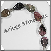 TOURMALINE MULTICOLORE - Bracelet Argent - Gouttes - 21 cm - 98 grammes - W001
