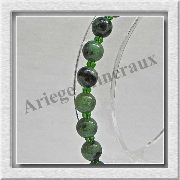 ZOIZITE RUBIS - Bracelet Perles 6 mm - 21 cm - M002