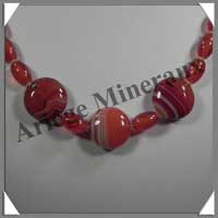 AGATE du BRESIL - Collier Compos - 3 Disques 20 mm et Perles 8 mm - 53 cm - C006