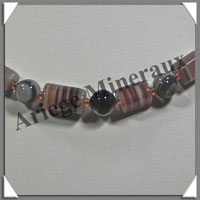 AGATE DRAPEE - Collier Compos - Tubes 12x8 et Perles 8 mm - 45 cm - C001
