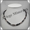 AGATE DRAPEE - Collier Compos - Tubes 12x8 et Perles 8 mm - 46 cm - C002 Brsil