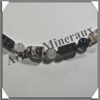 AGATE DRAPEE - Collier Compos - Tubes 12x8 et Perles 8 mm - 46 cm - C002