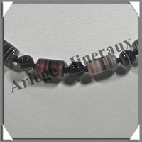 AGATE DRAPEE - Collier Compos - Tubes 12x8 et Perles 6 mm - 46 cm - C003