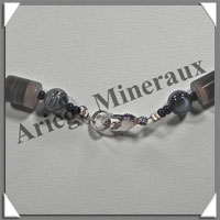 AGATE DRAPEE - Collier Compos - Tubes 12x8 et Perles 6 mm - 46 cm - C003