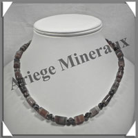 AGATE DRAPEE - Collier Compos - Tubes 12x8 et Perles 6 mm - 45 cm - C004