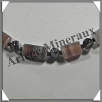 AGATE DRAPEE - Collier Compos - Tubes 12x8 et Perles 6 mm - 45 cm - C004