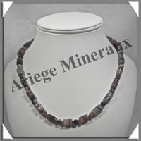 AGATE DRAPEE - Collier Compos - Tubes 12x8 et Perles 6 mm - 47 cm - C005