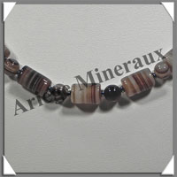 AGATE DRAPEE - Collier Compos - Tubes 12x8 et Perles 6 mm - 47 cm - C005