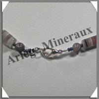 AGATE DRAPEE - Collier Compos - Tubes 12x8 et Perles 6 mm - 47 cm - C005