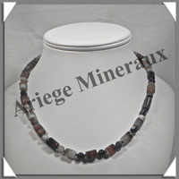 AGATE DRAPEE - Collier Compos - Tubes 12x8 et Perles 6 mm - 46 cm - C006