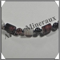AGATE DRAPEE - Collier Compos - Tubes 12x8 et Perles 6 mm - 46 cm - C006