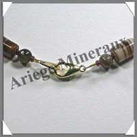 AGATE DRAPEE - Collier Compos - 5 Ovales, Tubes et Perles - 48 cm - C017