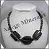 AGATE DRAPEE - Collier Compos - 3 Rectangles 30x25 mm et Perles 8 mm - 45 cm - C020 Brsil