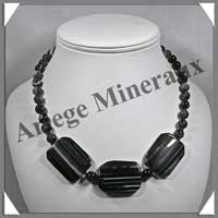 AGATE DRAPEE - Collier Compos - 3 Rectangles 30x25 mm et Perles 8 mm - 45 cm - C020