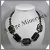 AGATE DRAPEE - Collier Compos - 5 Rectangles 30x25 mm et Perles 8 mm - 50 cm - C021 Brsil