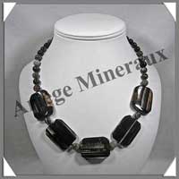 AGATE DRAPEE - Collier Compos - 5 Rectangles 30x25 mm et Perles 8 mm - 50 cm - C021
